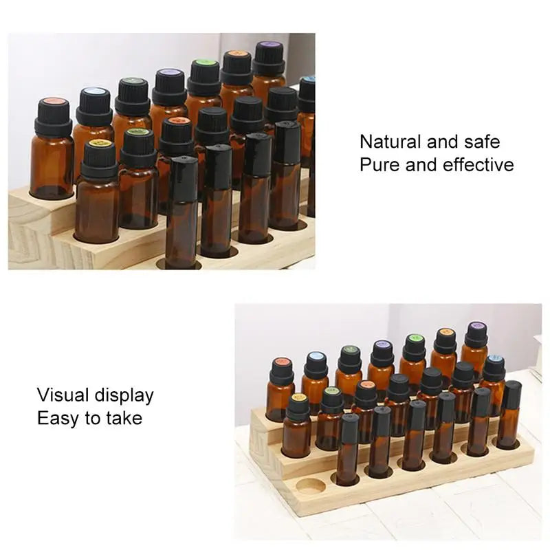 18 Slots Natural Wood Essential Oil Display Stands Holder Rack