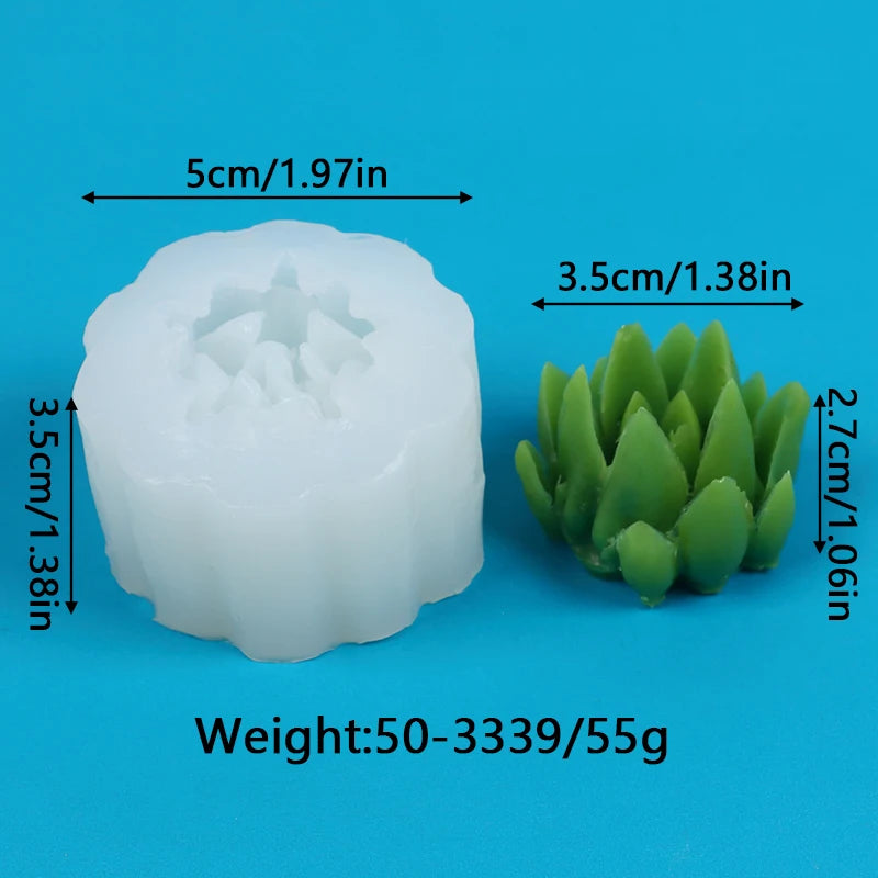 Succulents Candle Silicone Mold 3D Cactus Succulent Plants Soap Aroma Plaster Cement Craft Ornament Making Mold Home Decor Zpaxo 50-3339-D