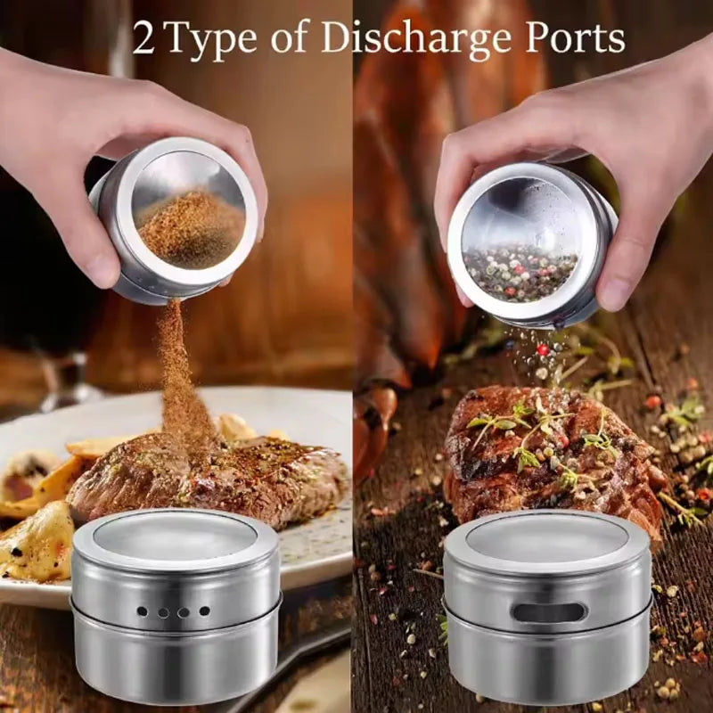 Magnetic Spice Jar Stainless Steel Tins Pepper Spray Tools Seasoning