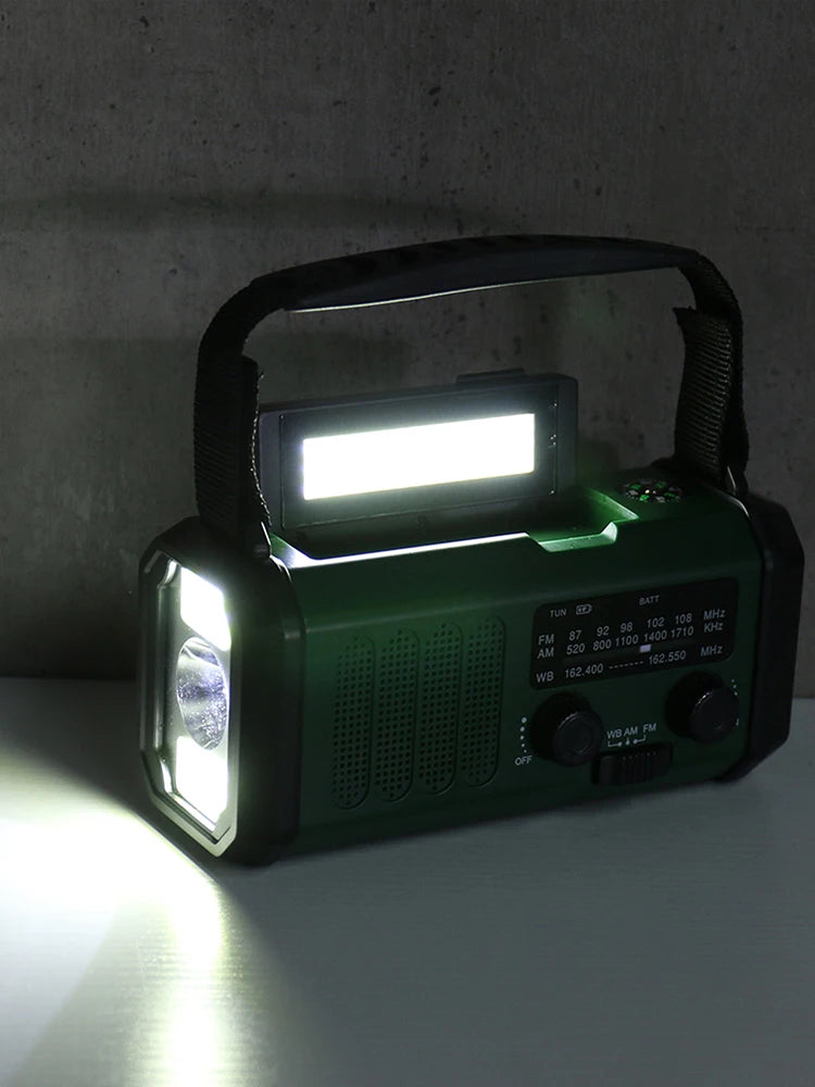 LED Emergency Power Bank AM FM WB 10000mAh Hand Crank Radio