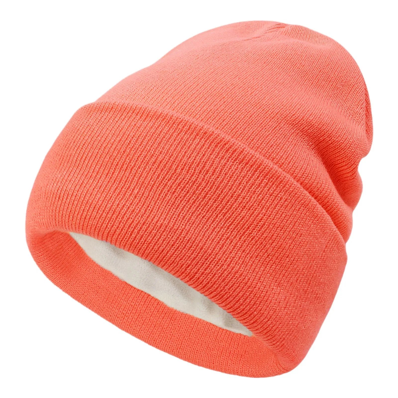 Women's Fleece-Lined Double-Layer Knit Beanie Winter Hat