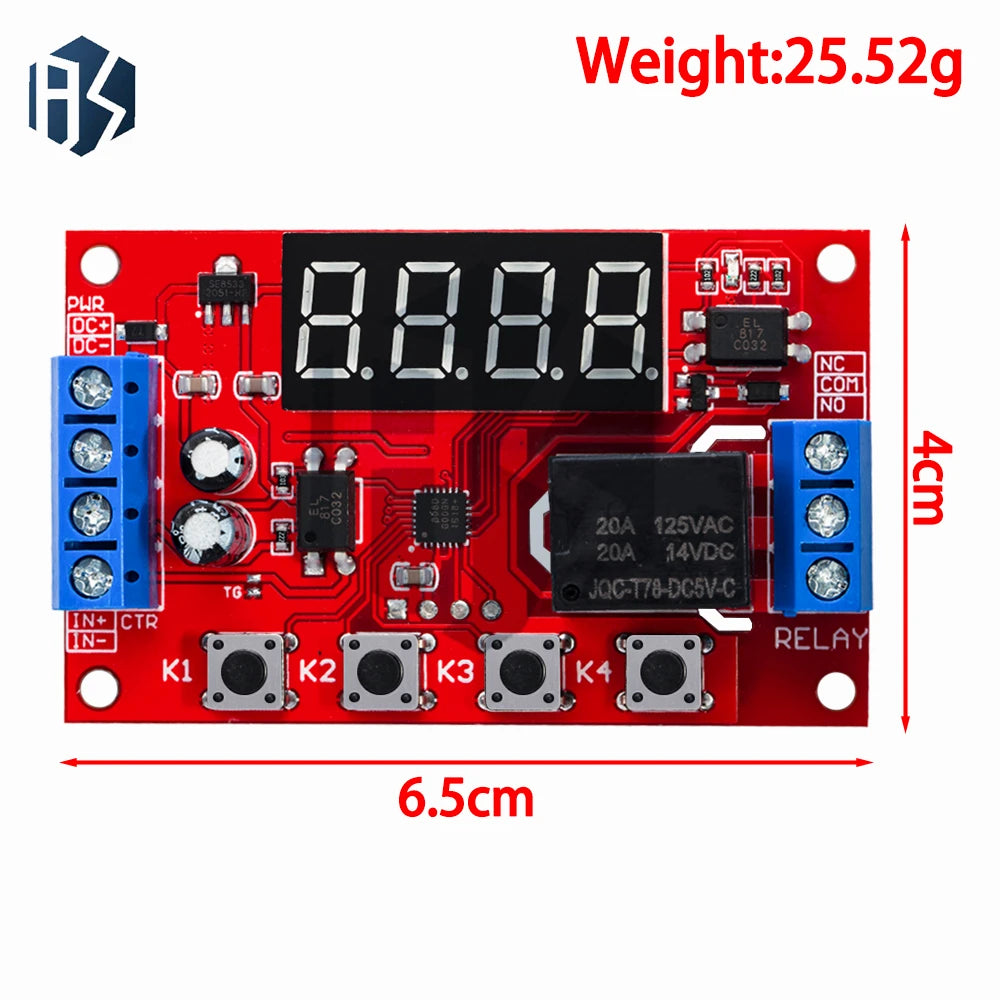 DC 3.7V 4.2V Programmable Time Delay Relay Module LED Display Timer Switch 3A Driver 10A Load for DIY Electronic Projects Zpaxo