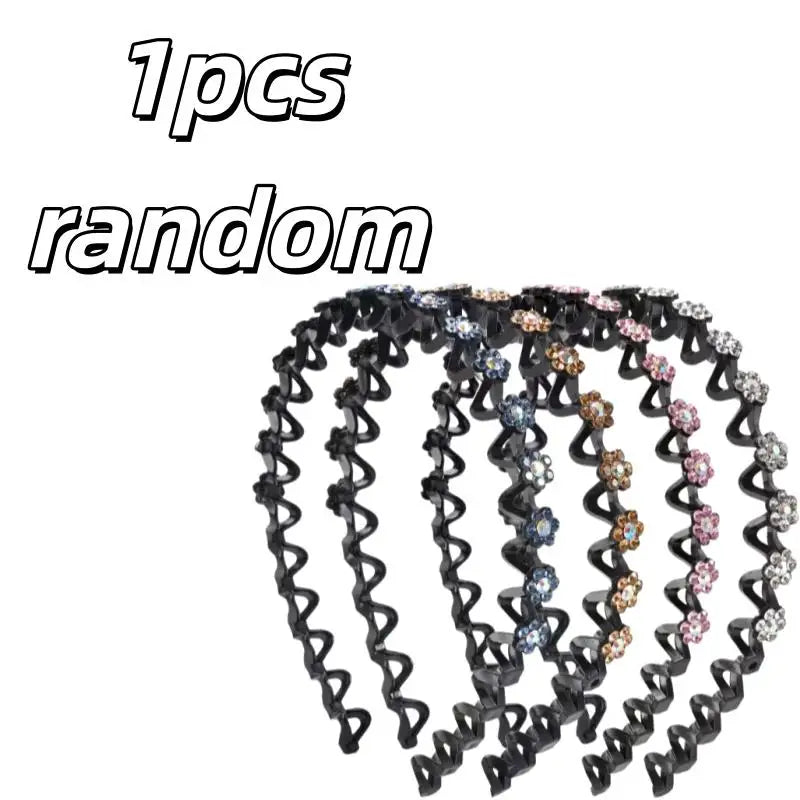 1pcs random Sparkling Rhinestone Floral Headband – Non-Slip Women's Accessory for Everyday, Celebrations, Weddings Zpaxo 1pcs random