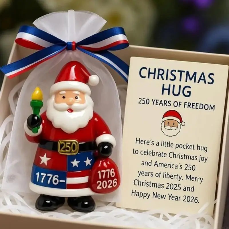 250th Anniversary Santa Hug Ornament Shatterproof Acrylic Christmas