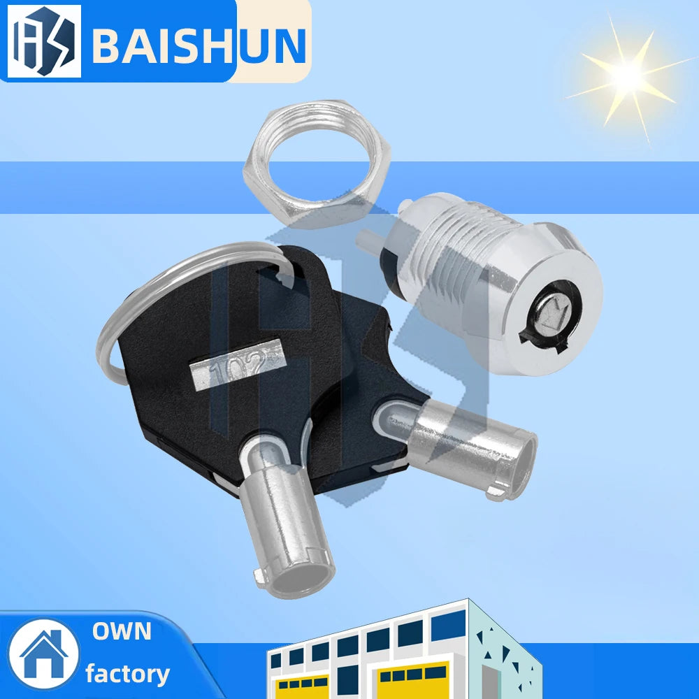S1201 Electronic Power Lock (1PCS): 12MM Stainless Steel, Double-Side Pull-Out Key Switch (0.5A/250V AC, 2 Keys Included) Zpaxo Default Title