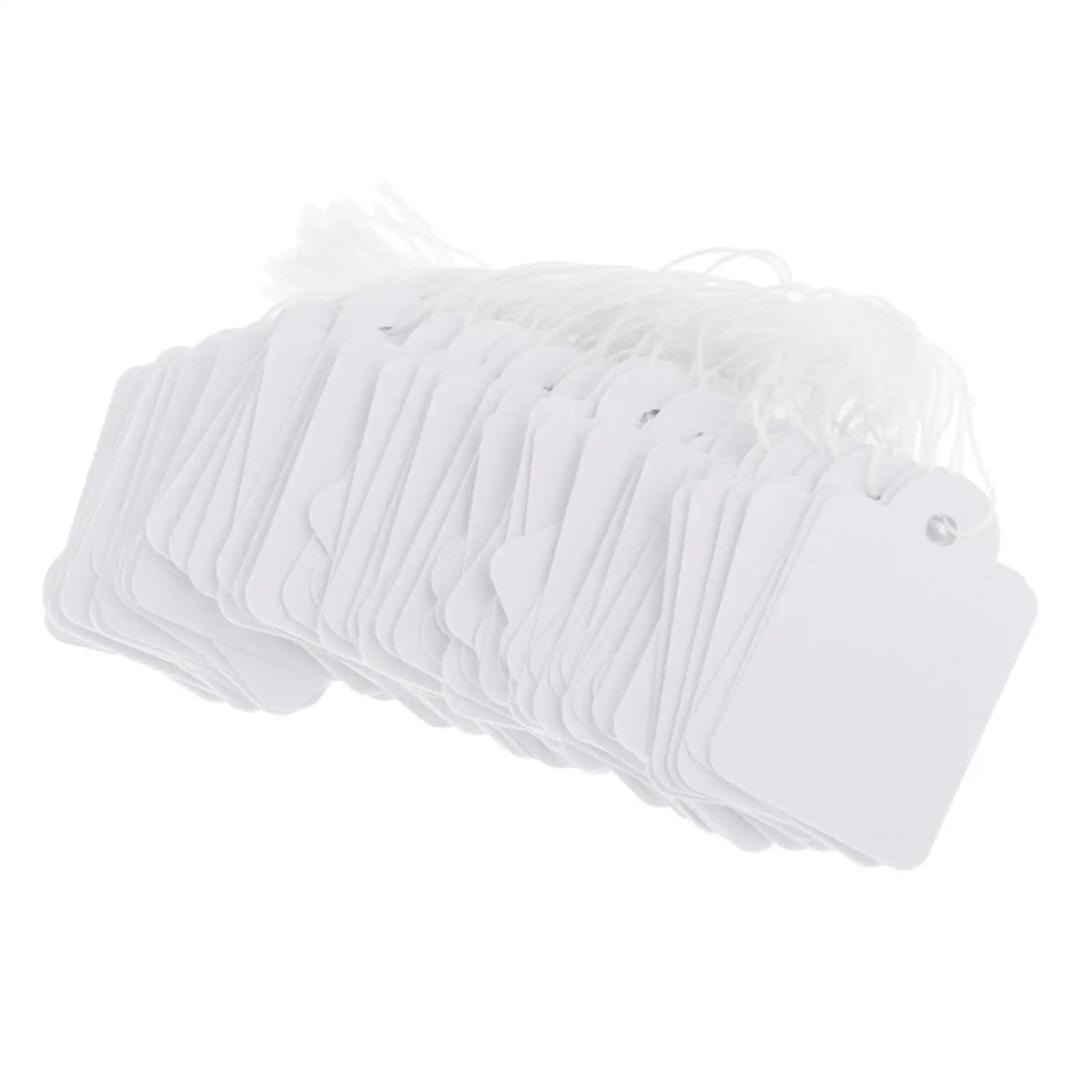 100Pcs Paper Tags with String Attached Marking Strung Tags Price Display Tags for Wedding Retail Product Jewelry Birthday Zpaxo 25x15mm white