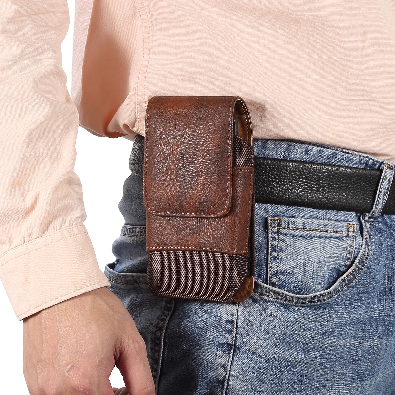 Universal Leather Men Waist Bag Mobile Phone Holster Pouch Iphone