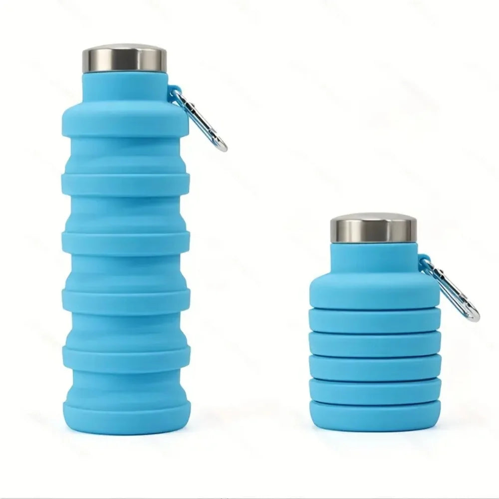 Collapsible Cup Food Grade Silicone Water Bottle Portable Outdoor Zpaxo Blue