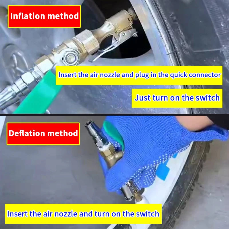 Lock-On Tire Inflator Chuck Nozzle | Air Compressor Adapter