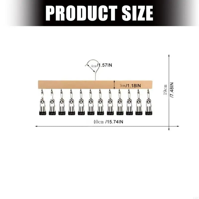 12 Clip Wooden Hat For Caps Scarves And Accessories Sturdy Hanging Storage Solution For Closet Or Door Zpaxo