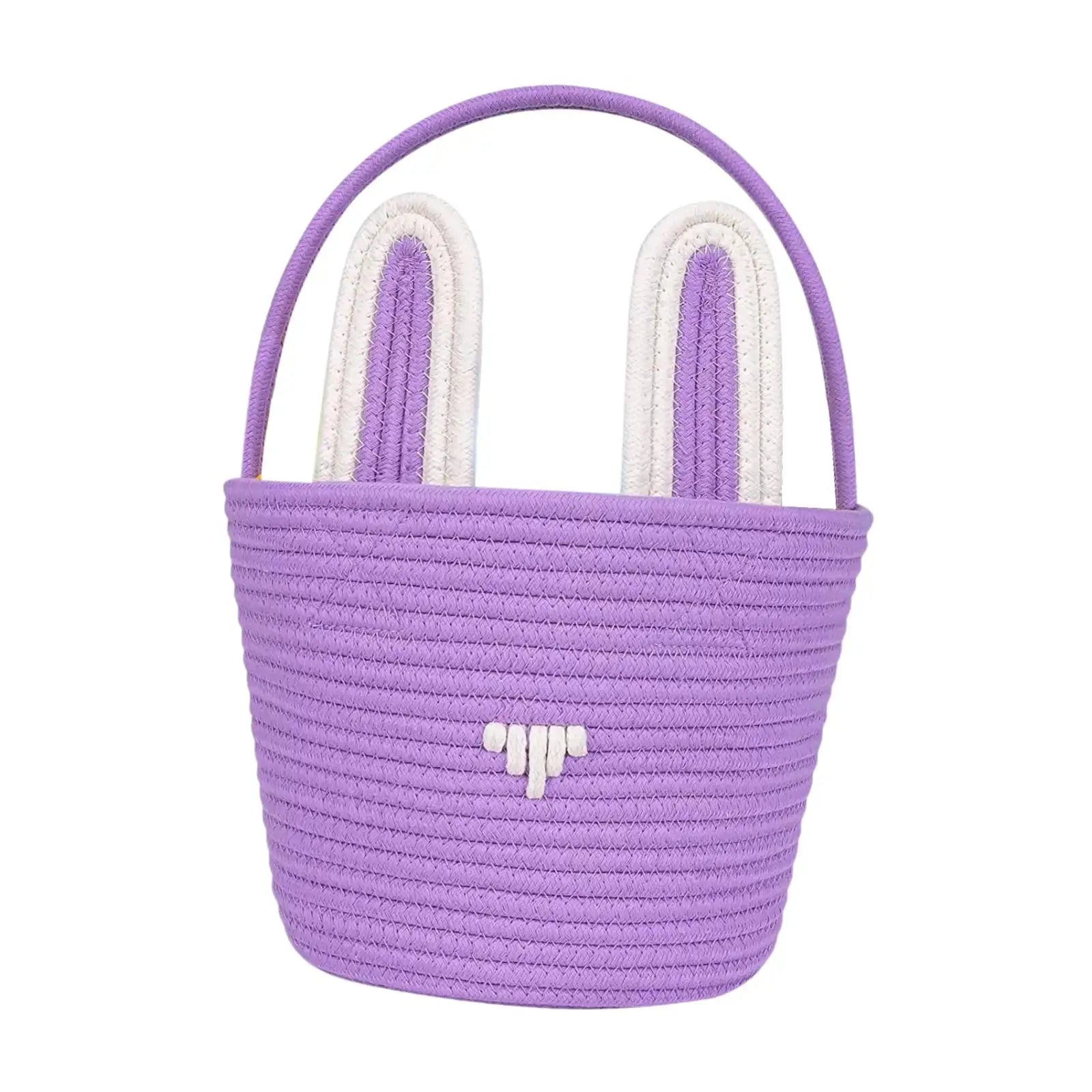 Easter Bunny Basket for Kids – Woven Cotton with Rabbit Ears Easter Gift Basket Zpaxo Purple