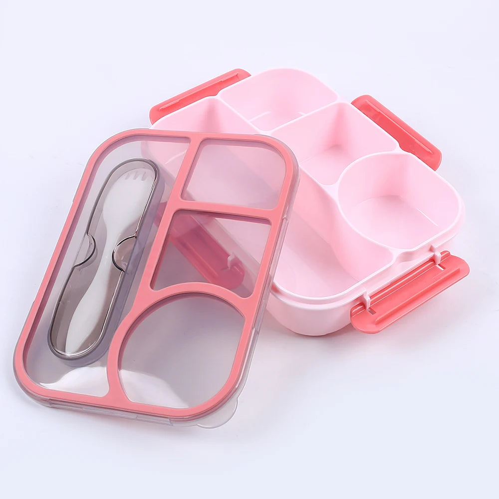 Lunch Box Bento Box 4 Compartment with Utensils Leakproof Portable Food Storage Snack Container for Work Home Zpaxo