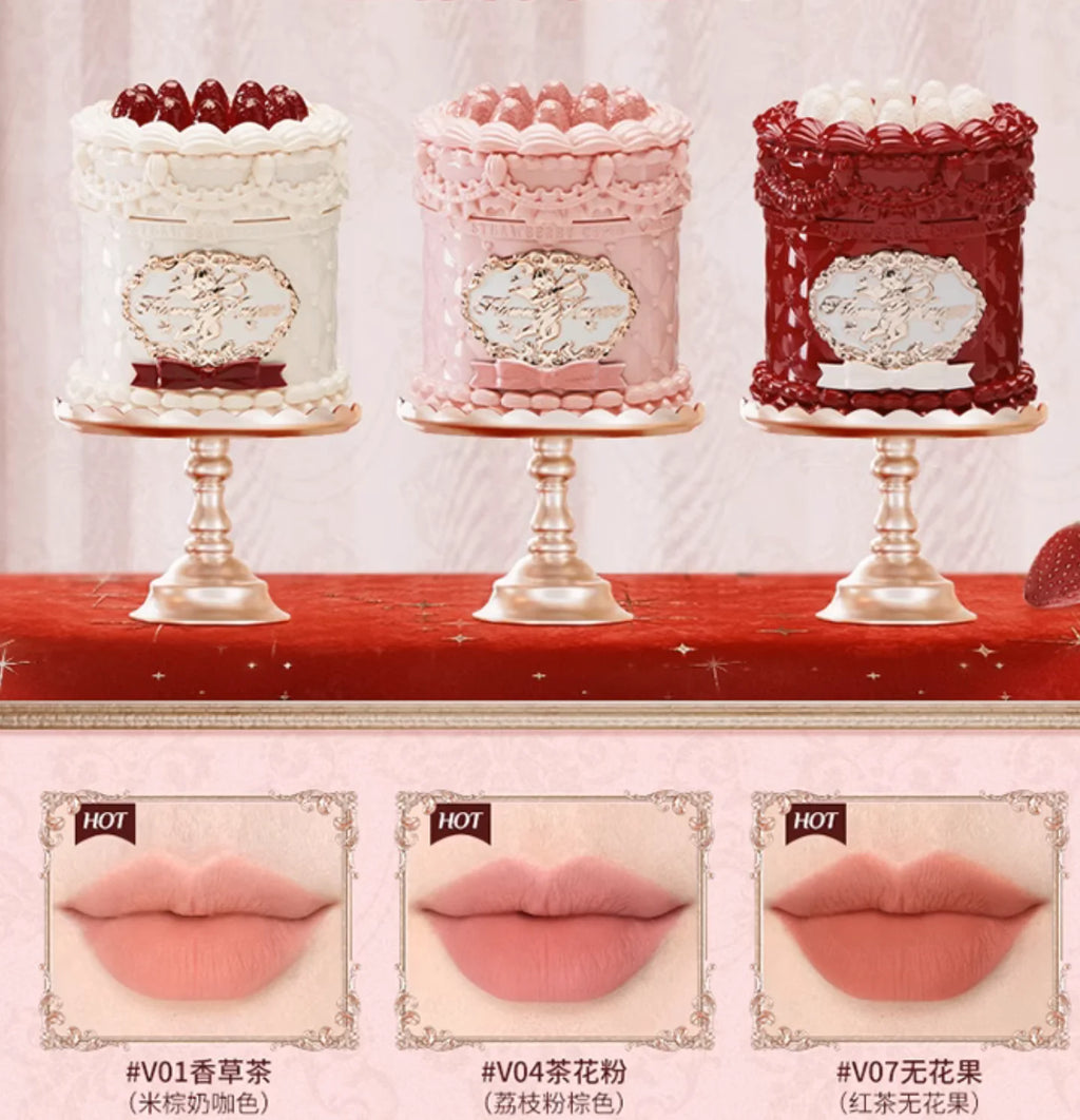 Flower Knows Strawberry Cupid Cake Lip Mud Matte Velvet Cream Soft Zpaxo
