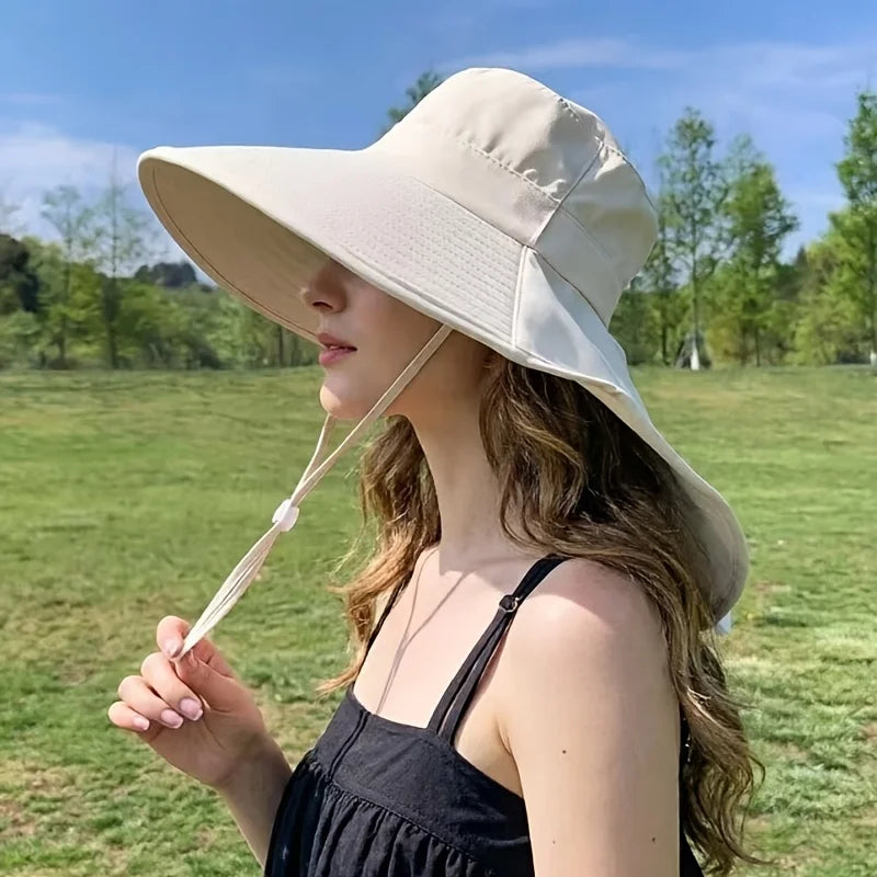 Women's Summer Sun Hat Fisherman Wide Brim Shawl Detachable Cycling