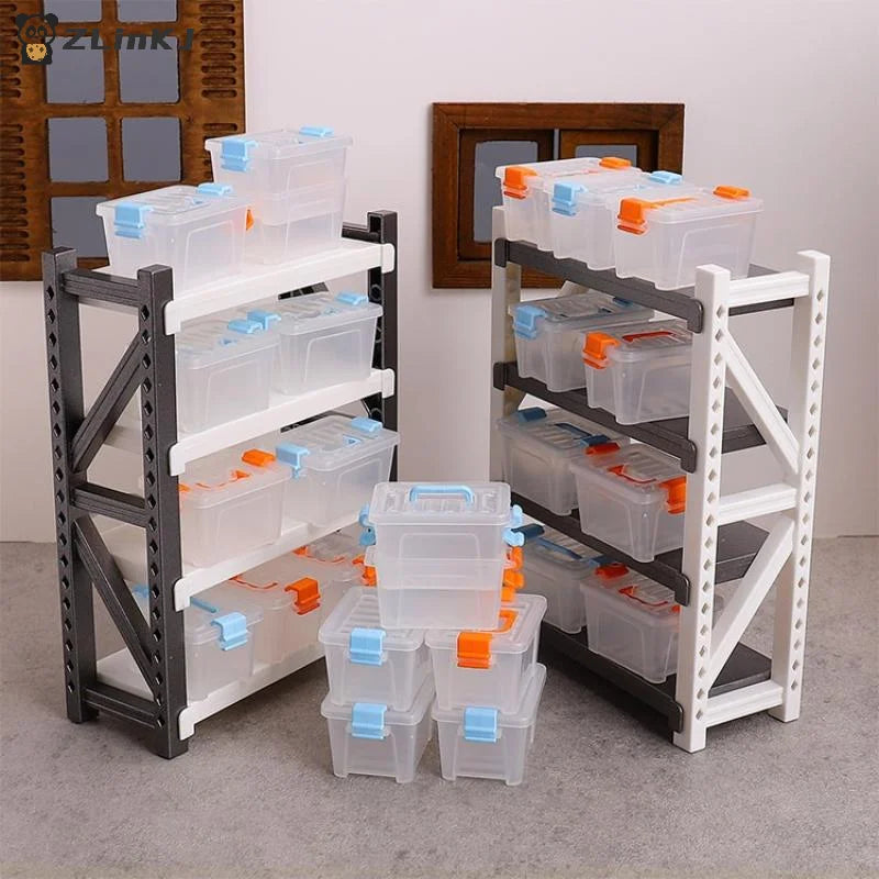 ▶5/10Pcs Dollhouse Mini Storage Box Clear Toolbox Model Dollhouse Home Home Decoration Dolls House Micro Scene Decor Props Zpaxo