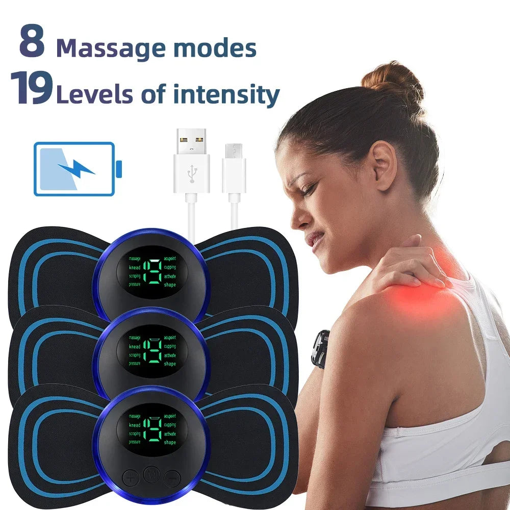 LCD Display EMS Neck Massage Electric Massager Cervical Neck Back Patch 8 Mode Pulse Muscle Stimulator Zpaxo
