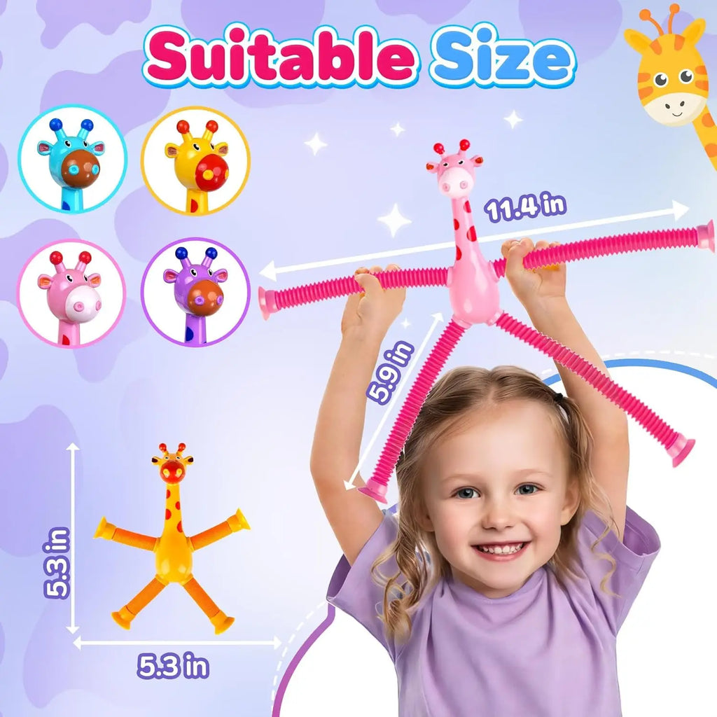 4 Suction Cup Telescopic Giraffe Robot Toys Stress-relieving Fun