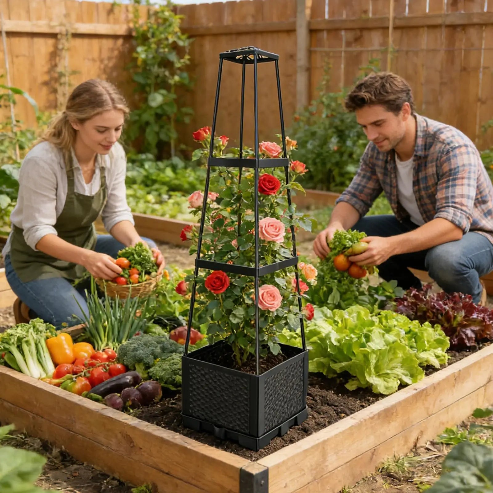 Planter Box With Trellis 114cm Self-Watering Heavy Duty Outdoor Raised Garden Bed With Trellis For Indoor Apartment Balcony Yard Zpaxo China Mainland
