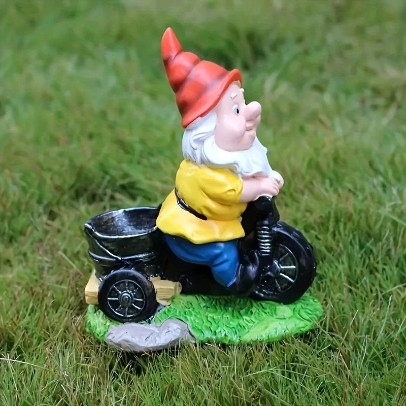 Bicycle Gnome Flower Dwarf Patio Statue Garden Decorative Sculpture