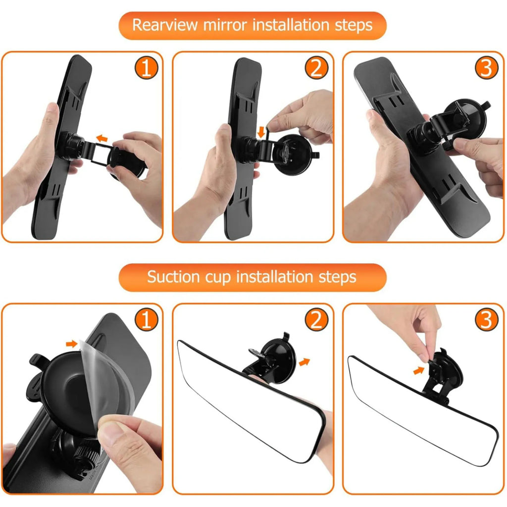 1Pc Interior Car Rear View Mirror With Suction Cup 360° Rotates Adjustable Universal For Vehicle Car Truck Accessory Replacement