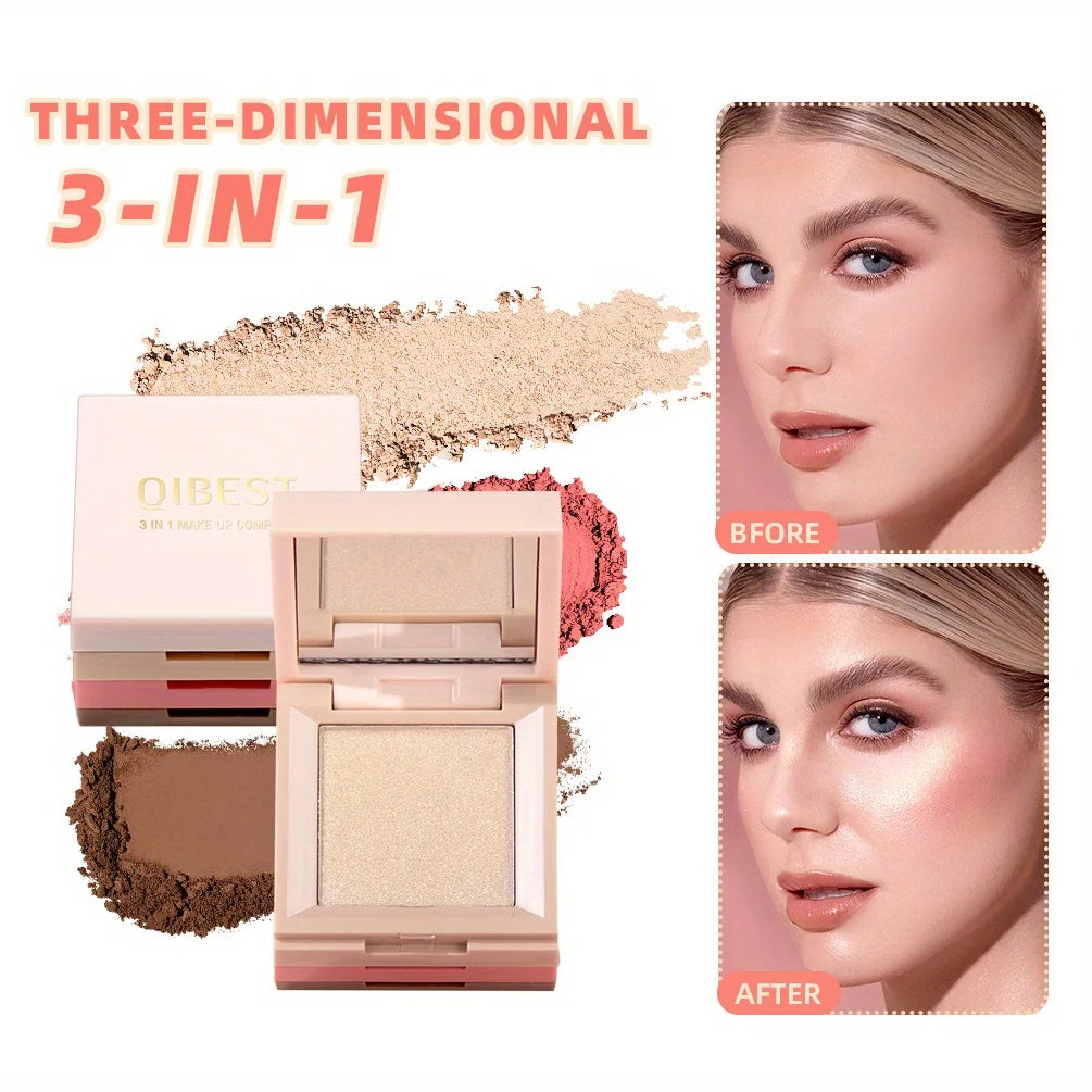 3 In 1 Matte Highlighter Blush Palette Blush Eyeshadow Face Cosmetics Makeup Palette Female Multifunctional Palette Zpaxo