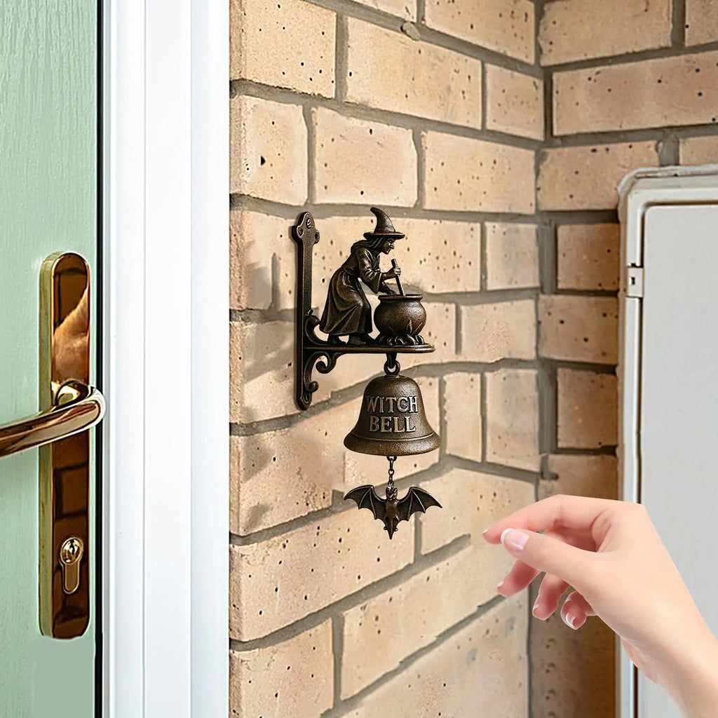 Halloween Witch Bell Metal Shopkeeper Dachshund Outdoor Doorbell