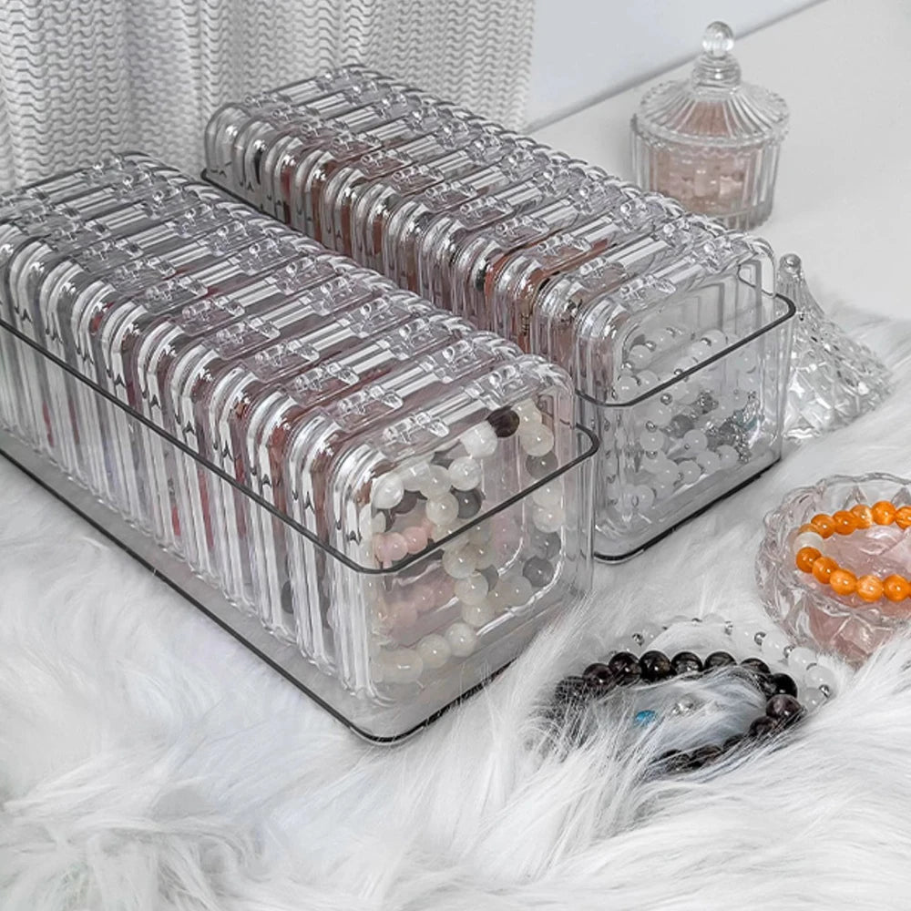 Clear Jewelry Storage Box Plastic Bracelet Necklace Earring Jewelry Organizer Box Rectangular Container with Portable Small Case Zpaxo