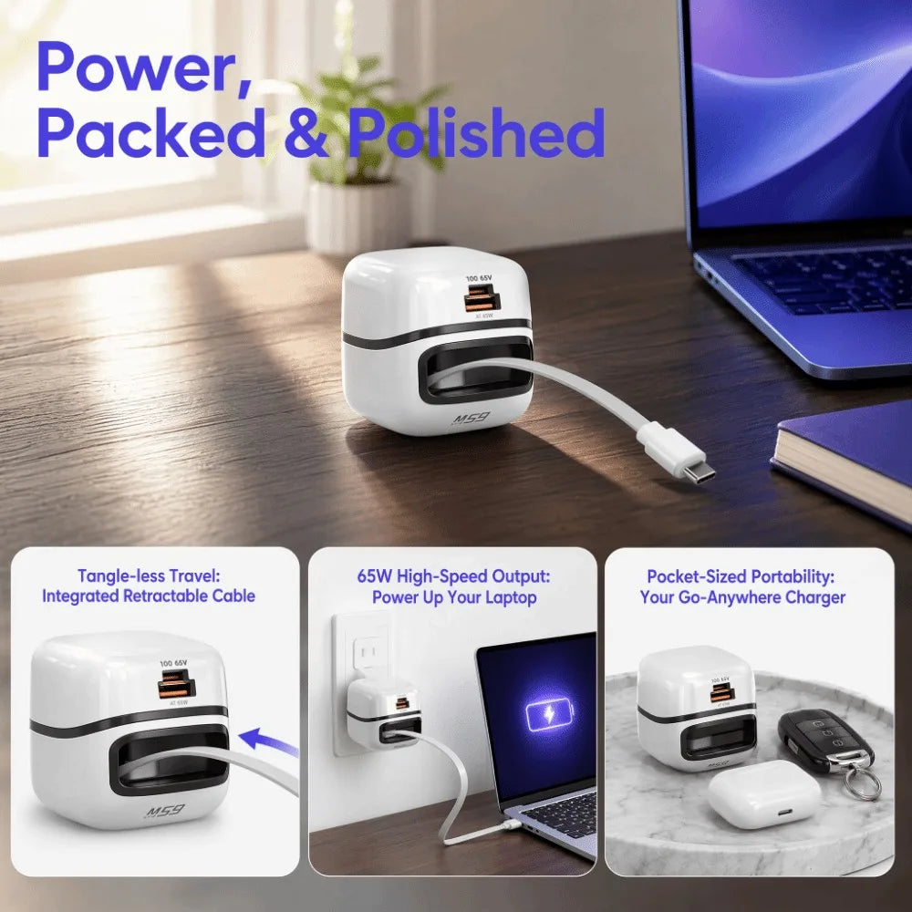Foldable Foot 65W Fast Charger EU UK US Plug Compact Portable Mini Zpaxo