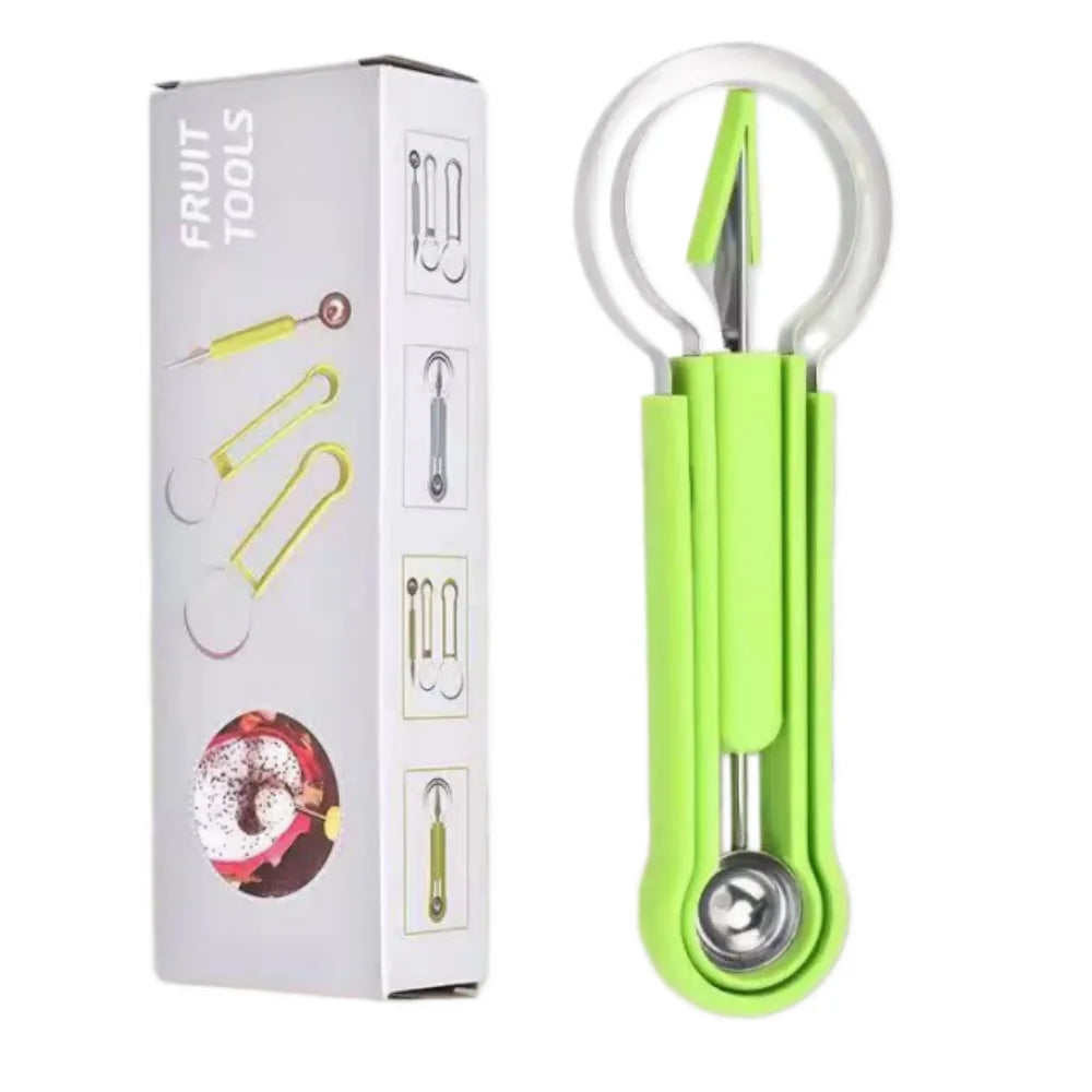 Three-in-one Fruit Slicer Suitable Slicing Scooping Carving Fruits It Zpaxo green A