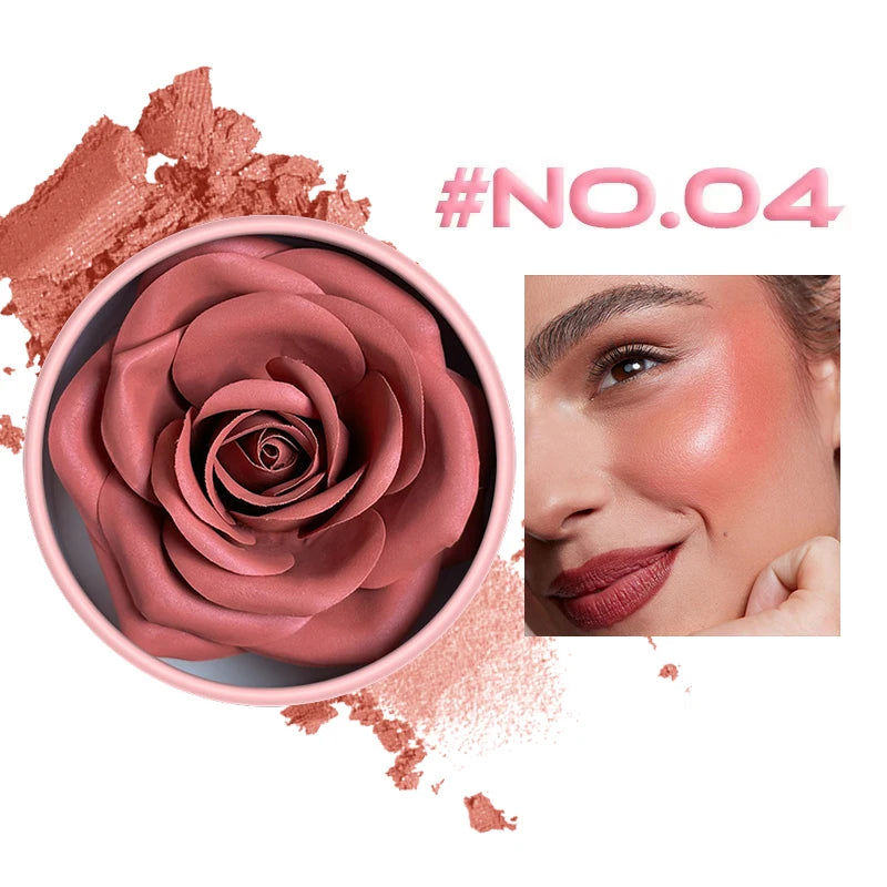 4-Shade Rose Petal Blush 3D petal rose Makeup Blush gift highlighter Blusher Makeup Products real Rose Flower Blush Cosmetics Zpaxo 04