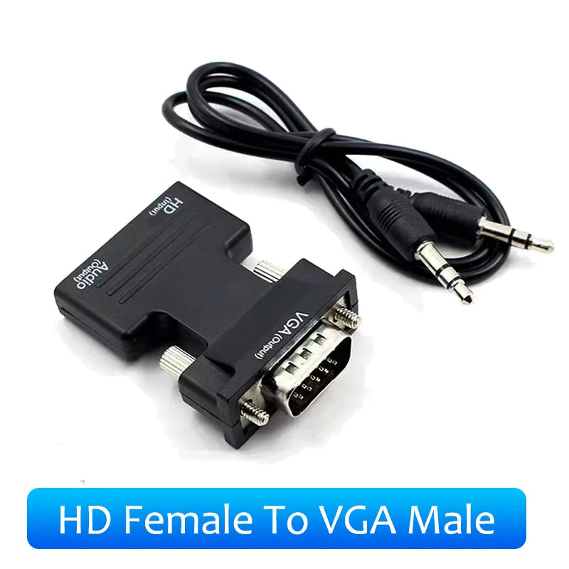 HDMI-compatible to VGA Adapter HD 1080P With 3.5mm Audio Cable HDMI-compatible To VGA Converter For PC Laptops TV Box Projector Zpaxo With Audio cable