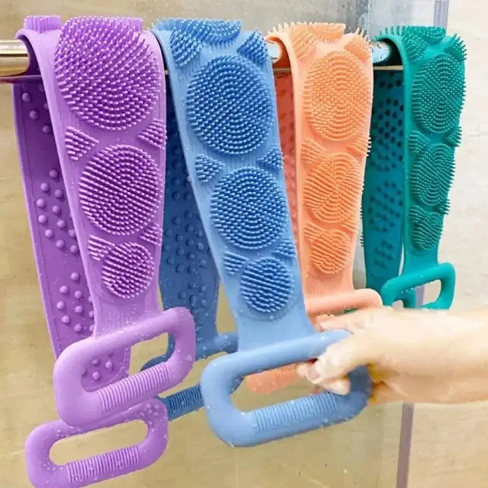 Body Sponge Silicone Back Brushes Bath Towels Scrubber Rubbing Back Peeling Massage Shower Belt Extended Skin Clean Brushes Zpaxo