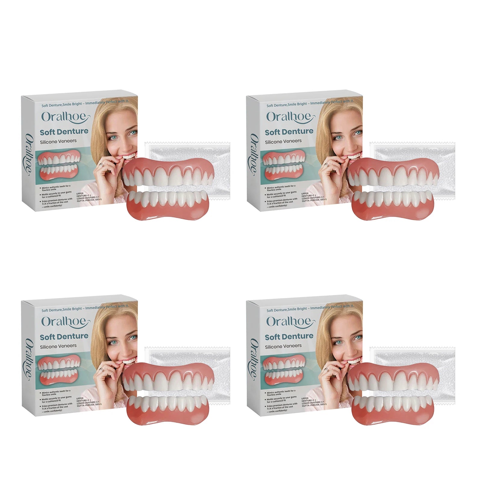 Soft Silicone Temporary Tooth Veneers Smile Correction Kit Temporary Tooth Veneers Zpaxo 4 set boxed