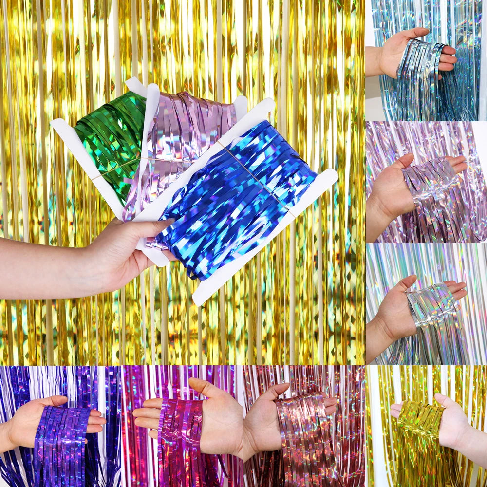2M Gorgeous Party Backdrop Glitter Tinsel Fringe Foil Curtain