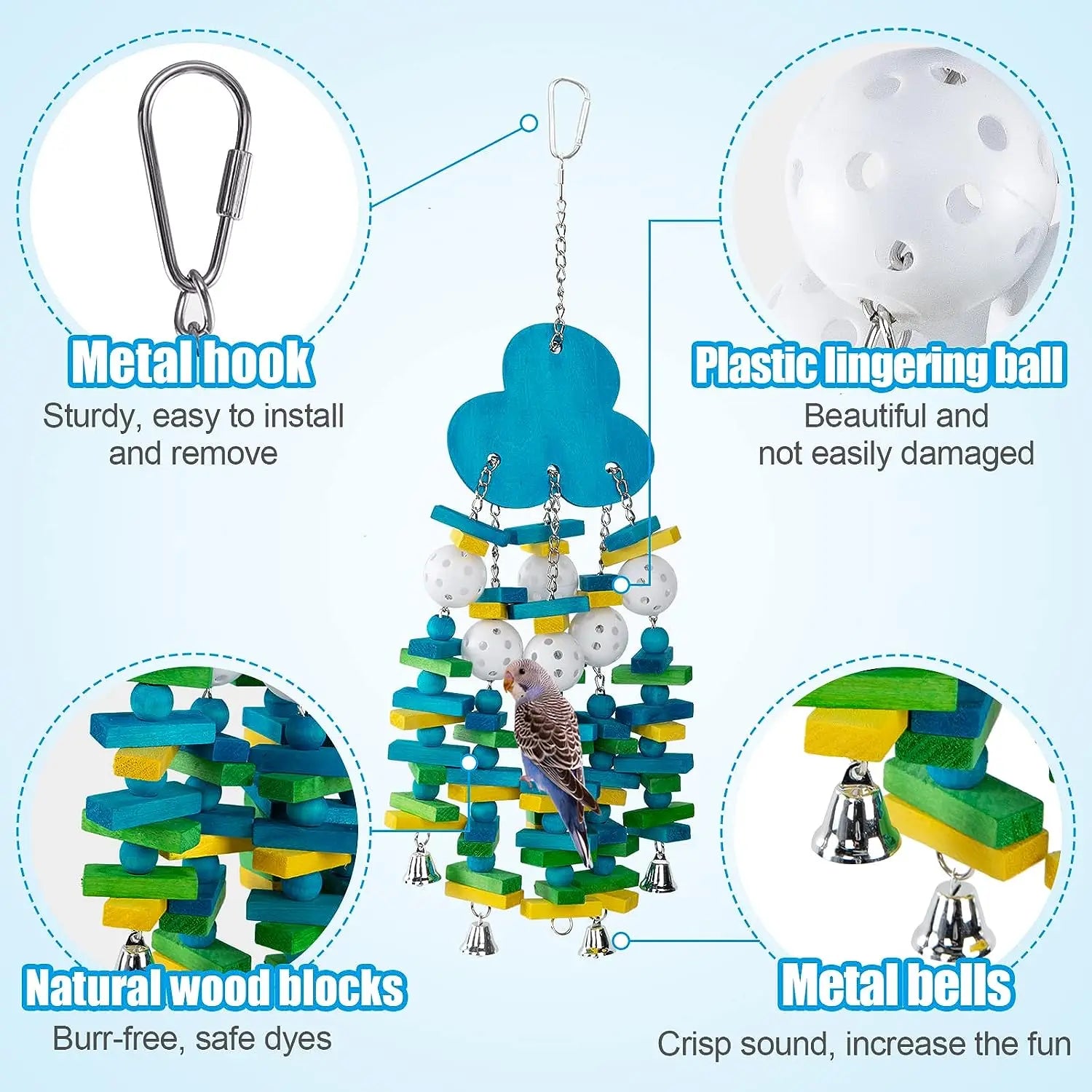Blueberry-shaped Interactive Parrot Chew Toy Melodic Bell Vibrant