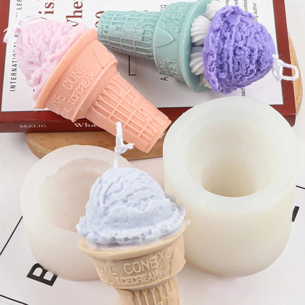 Ice Cream Silicone Candle Mold DIY Aromatherapy Soap Plaster Wax Making Ice Cream Cone Fondant Dessert Cake Baking Mold Zpaxo
