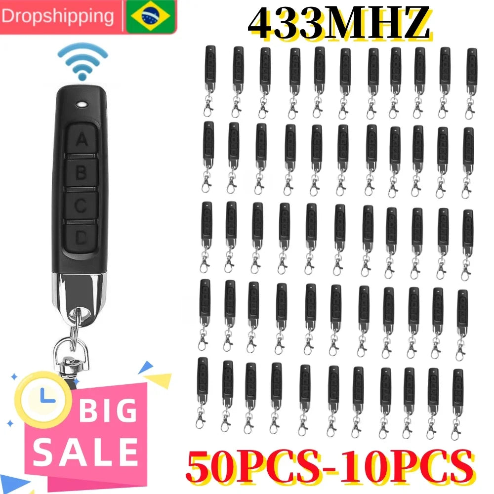 50-10PCS Remote Control 433MHz Car Key Garage Door Gate Opener Remote Control Duplicator Clone Cloning Code 4-Button Transmitter Zpaxo