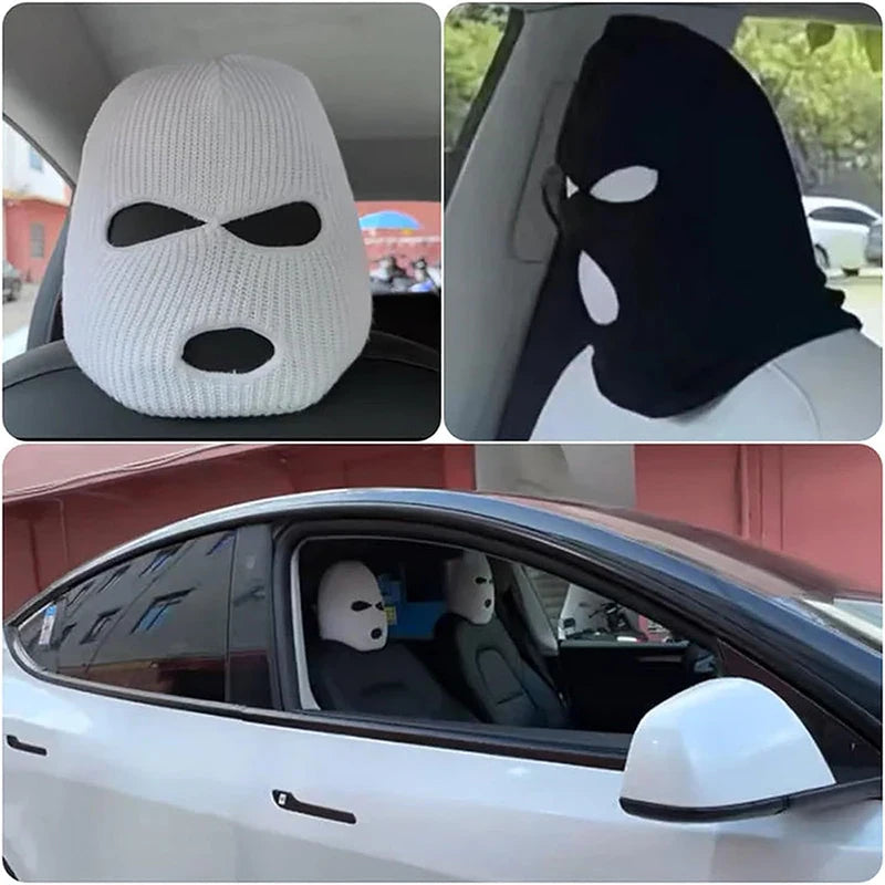 3 Hole Car Seat Headrest Full Face Cover Ski Mask Hat Anti-dust