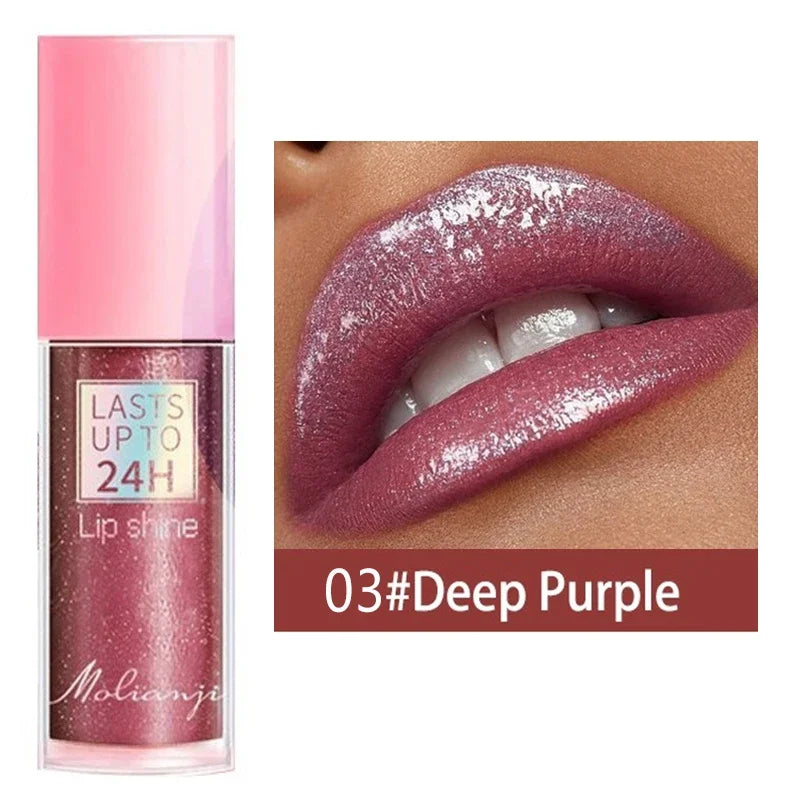 3 Colors Flowing Light Glitter Lip Glaze Long Lasting Moisturizing Diamond Shimmer Lip Gloss Shiny Pearl Liquid Lipstick Zpaxo 03