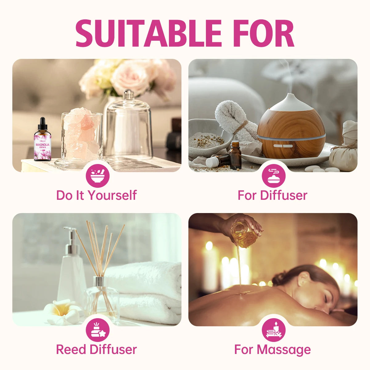 Magnolia essential oil, rich scent, skin care, hair care, hydration, moisturizing, aromatherapy, aromatherapy, candles, DIY prod Zpaxo