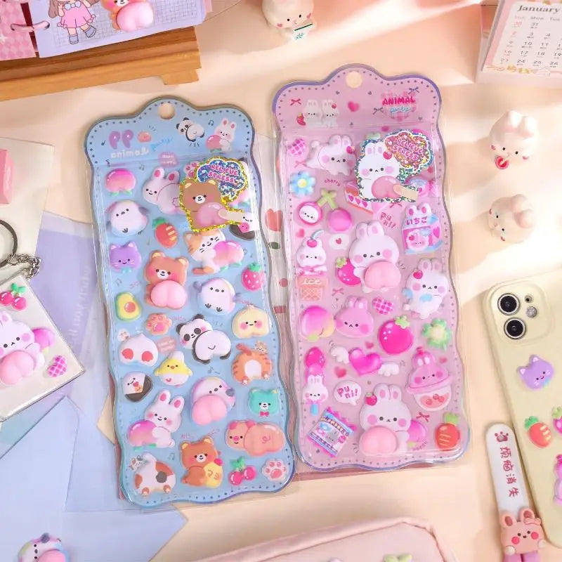 Kids Kawaii Cartoon 3D Fart Peach Stereo Sticker Stereoscopic Lovely