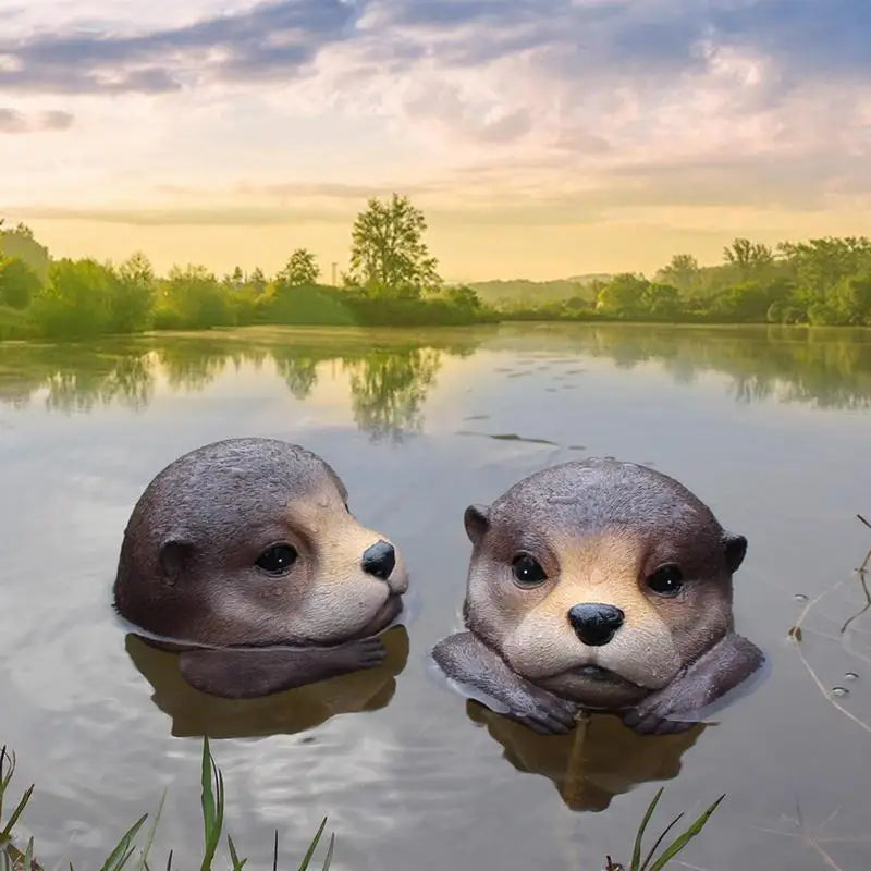 1pc Floating Otters for Pond Yard Floating Pool Decoration in Otters Shape Weather Resistant Floating Statue Fish Pond Ornament Zpaxo