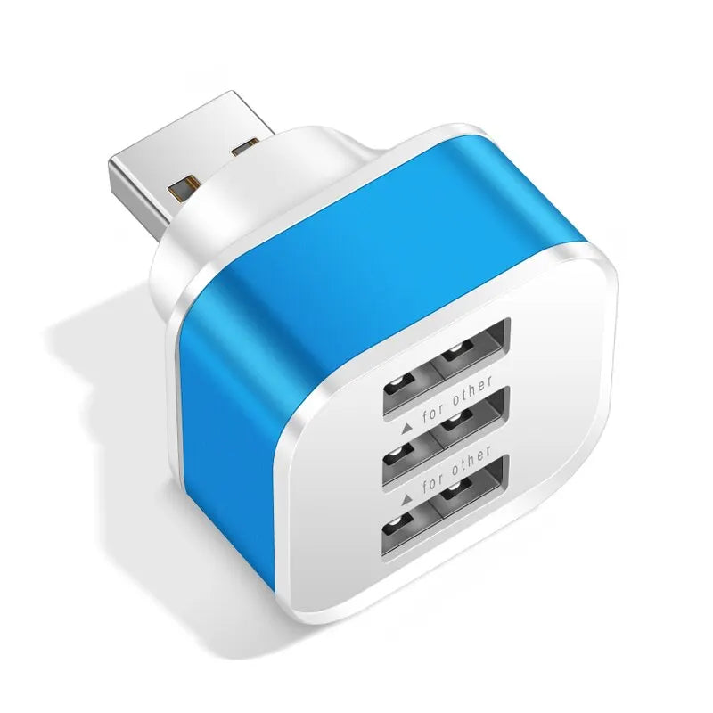 3 Port USB Slots Adaptor Extender USB2 0 1 Multple Interface Splitter Zpaxo Blue