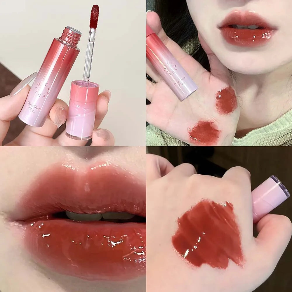 Water Light Mirror Lip Gloss Lasting Moisturizing Lightweight Lip Glaze Fine Sparkling Liquid Lipstick Nude Lip Makeup Cosmetics Zpaxo CP436-05
