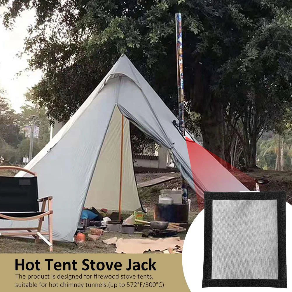 DIY Tent Stove Jack Fireproof Camping Chimney Furnace Pipe Window Pad