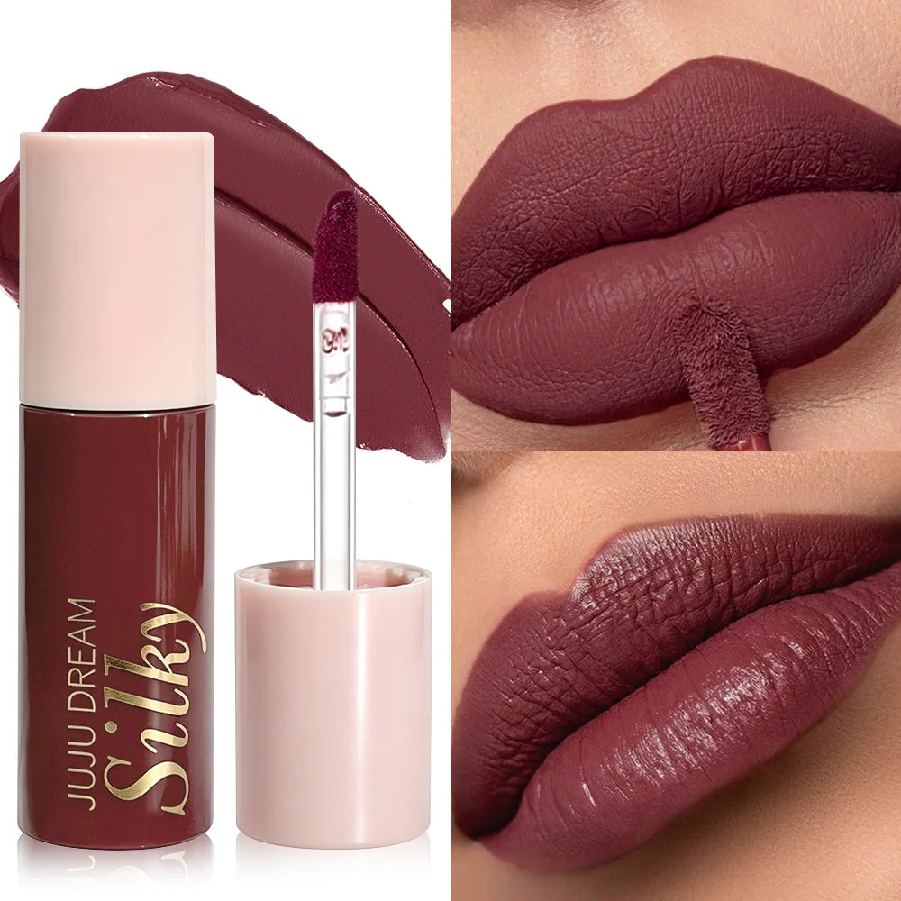 Velvet Matte Lipstick Wine Red Lip Tint Silky Smooth Long-lasting Zpaxo