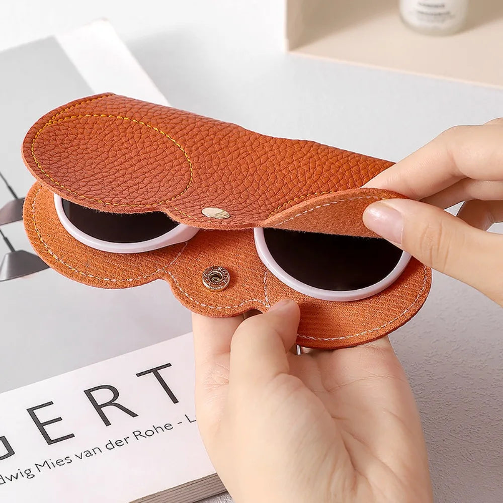 Cute PU Glasses Case Portable Eyewear Bag Snap Closure
