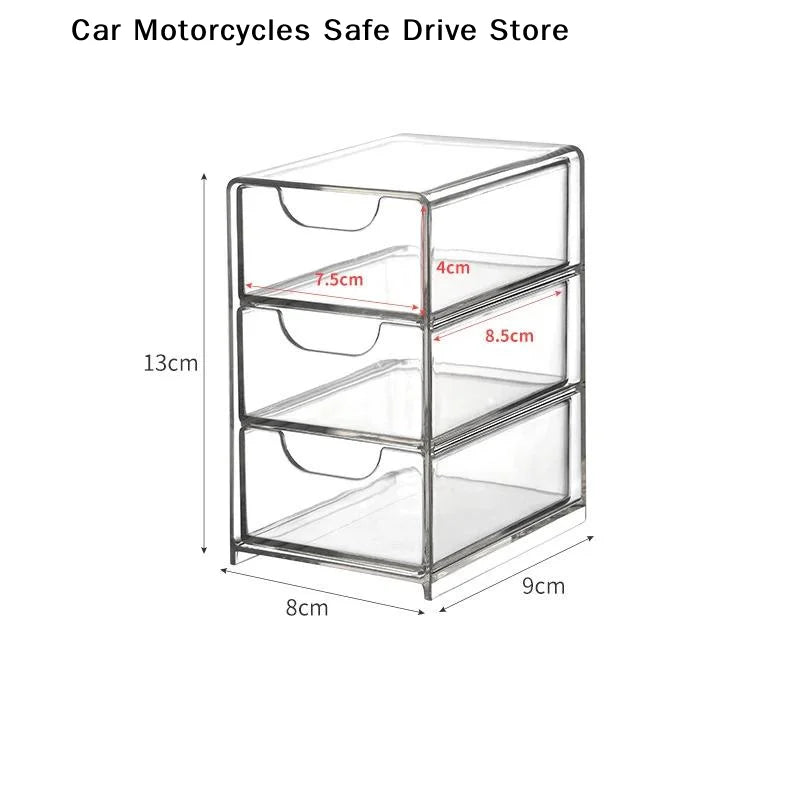M3-Tier Clear Acrylic Drawers Storage Box Desktop Small Item Perfect