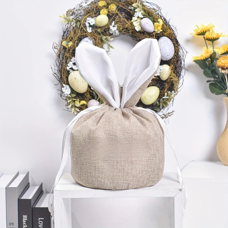 Personalized Easter Drawstring Bag Custom Name Bunny Basket Egg Hunt
