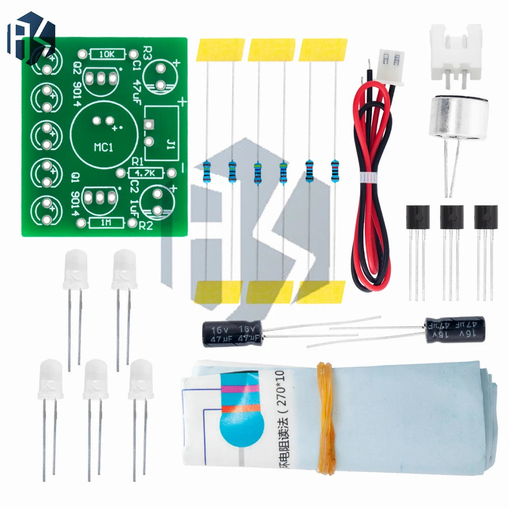 Sound Control LED Melody Lamp Electronic Production Kits Suite Voltage 3V-5.5V LED Sound Control DIY Kit FR-4 A Fiberglass Board Zpaxo